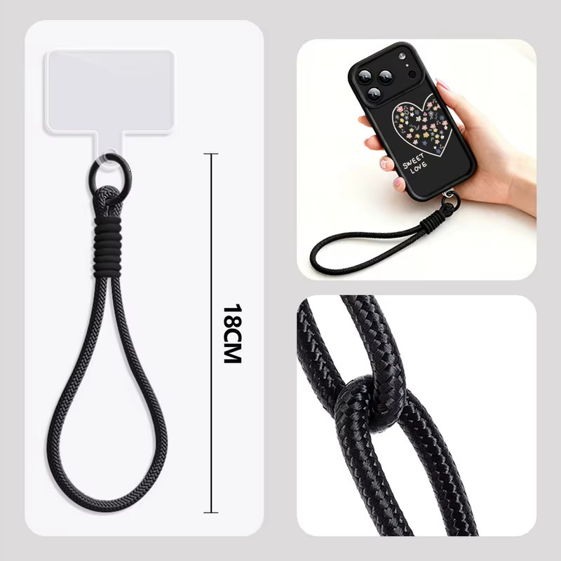 MOESOE Handyhülle mit Herzen Muster und Lanyard für iPhone, Farbe: Braun - Bild 5