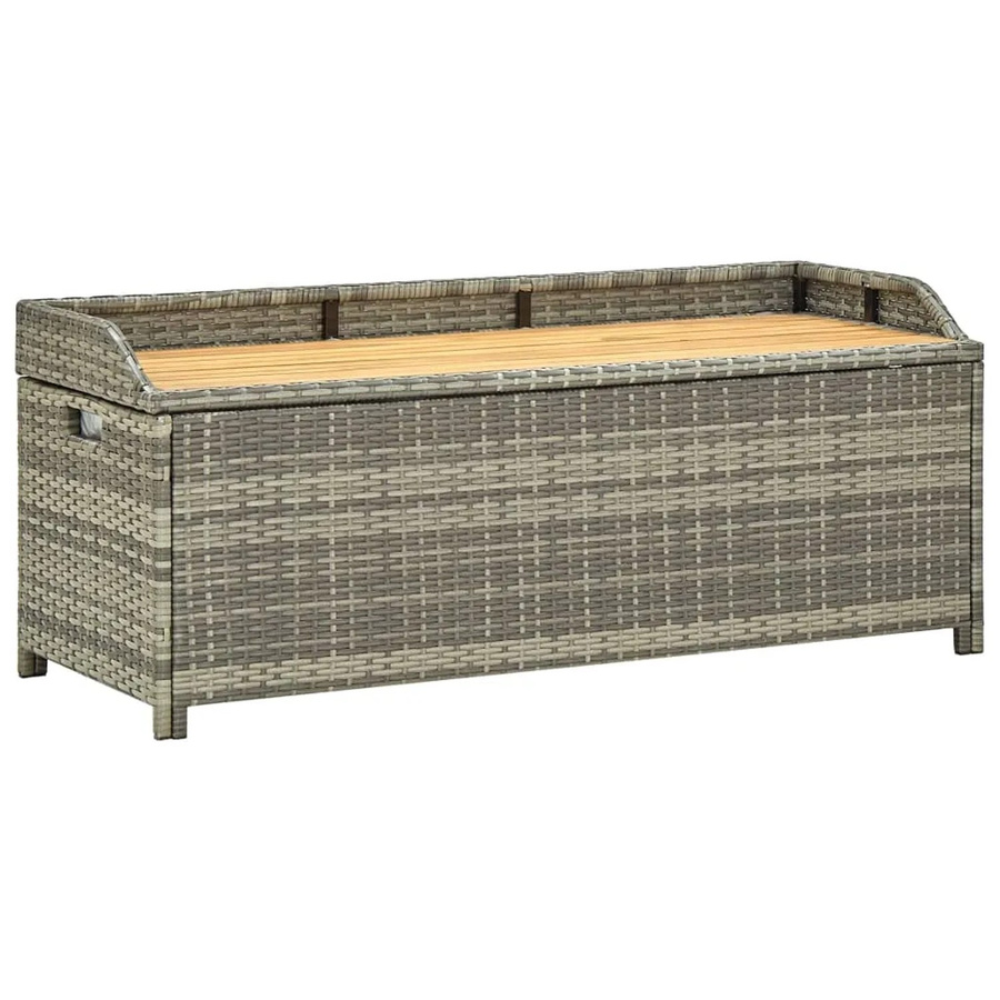 furnicato Gartenbank aus Poly Rattan und Akazienholz mit Stauraum in Grau - Bild 2