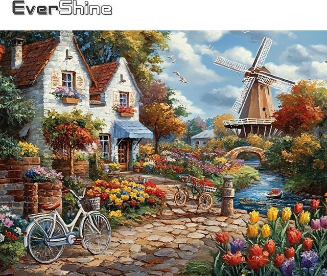 Evershine 5D Diamant-Mosaik Landschaft Stickerei als vollquadratisches Gemälde in Multicolour, B/H: 30 x 30 cm - Bild 1