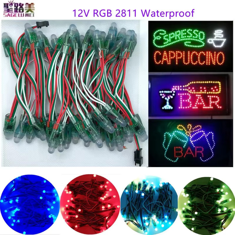 50er Set SAGE LU MEI adressierbare WS2811 LED Module, RGBIC Pixel Licht String, wasserdicht, Multicolor, 12mm - Bild 2