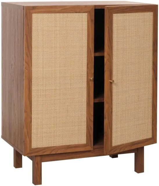 Highboard MCW-M51 mit Kubu Rattan in Walnuss-Optik, B/H/T: 98 x 79 x 42 cm - Bild 2