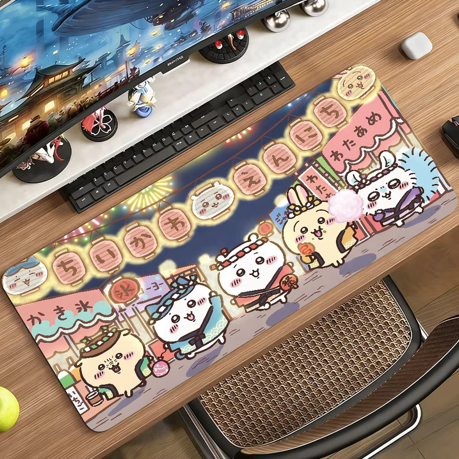 C-Chiika-waES Mauspad in Multicolour, rutschfeste Schreibtischunterlage aus Gummi für PC und Laptop, Gamer-Dekoration - Bild 3