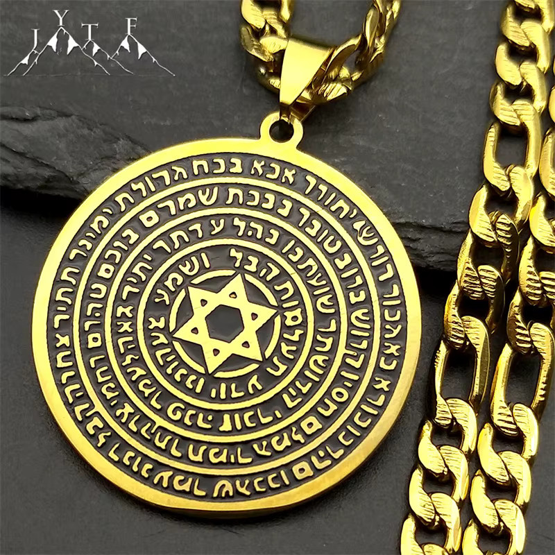 JYTF Halskette Hexagramm-Anhänger, Edelstahl, Gold, Unisex - Bild 2
