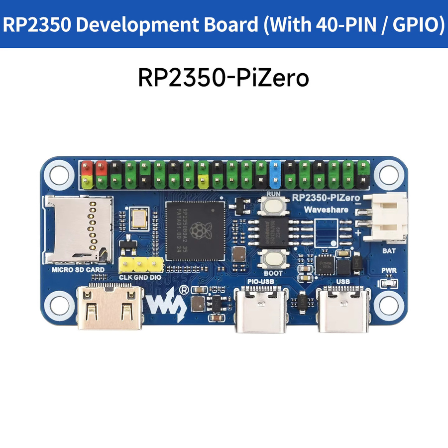 Raspberry Pi RP2350-PiZero Entwicklungsboard mit 520 KB SRAM und 16 MB Flash in Blau - Bild 3