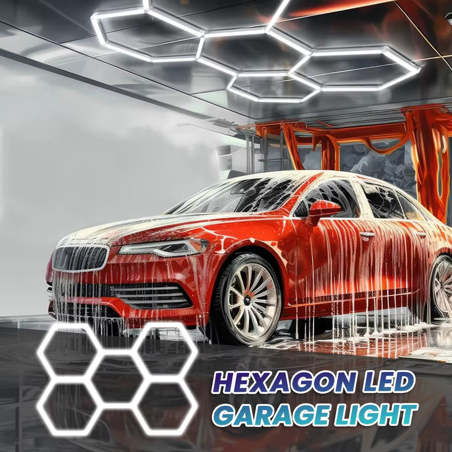 PIBAOGU LED Hexagonale Deckenleuchte in Weiß für Garage, Werkstatt und professionelle Arbeitsbereiche - Bild 6
