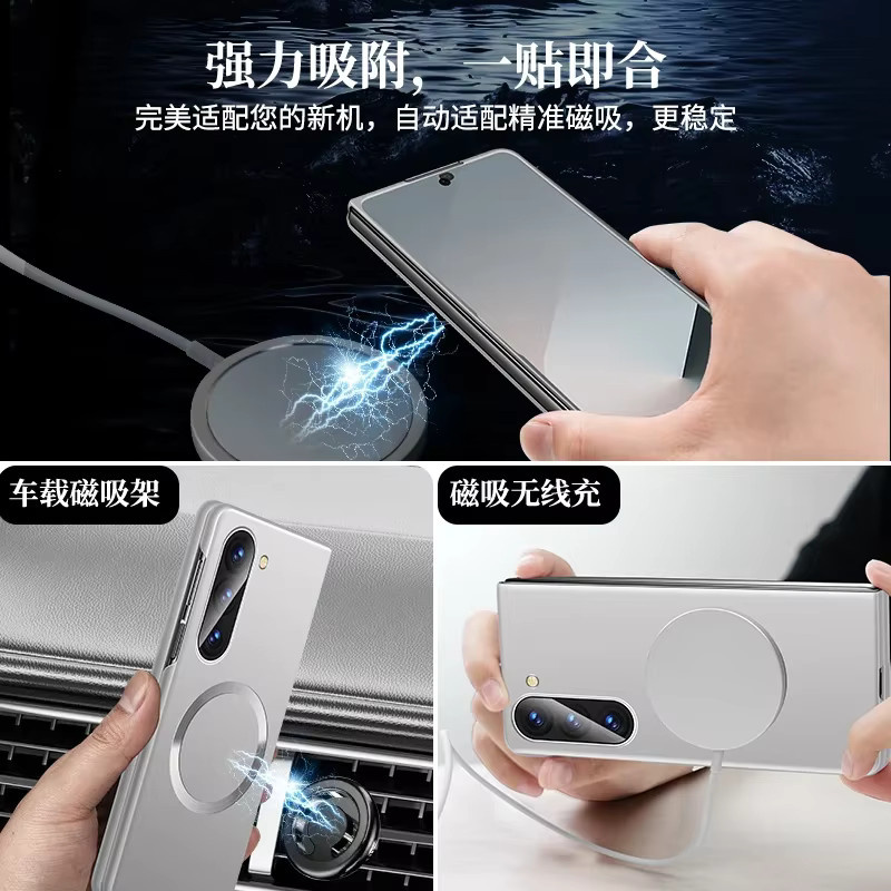 MagSafe Schutzhülle für Samsung Galaxy Z Fold 7, 6, 5, 4, 3 5G in Silber mit magnetischer kabelloser Aufladung und rutschfester Rückseite - Bild 3