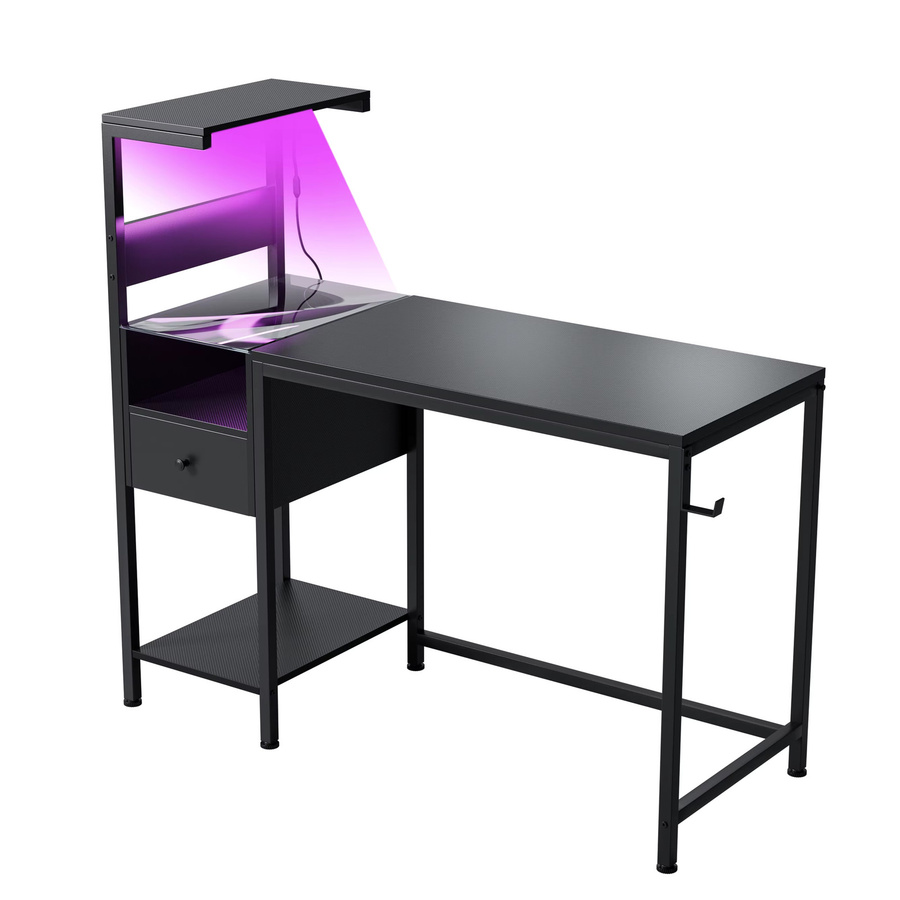 Svintora Moderner Computer-Schreibtisch mit integrierter Steckdose und USB-Anschlüssen in Schwarz Matt - Bild 4