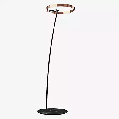 Occhio Mito Raggio Lusso LED Bogenleuchte mit Roségold-Kopf, schwarzem Leder-Body und schwarzem Marmorfuss, x-tra warm (2.200-3.500 K) - Bild 1
