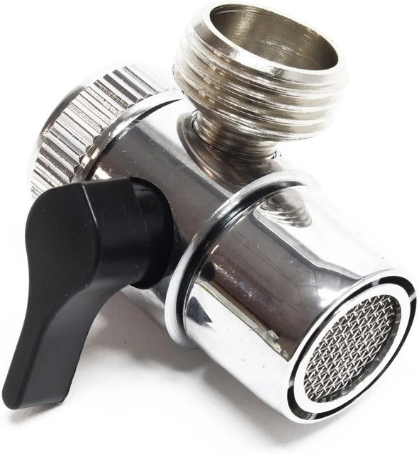 Naturewater Zweiwegehahn Wasserhahn Adapter für Auftischfilter in Chrom/Silber mit 3/8 Zoll Anschluss - Bild 1