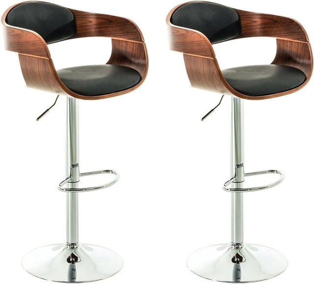 DELUKE 2er Set Barhocker NADAN aus Kunstleder in Walnuss/Schwarz, höhenverstellbare Barstühle mit Lehne und 360 Grad Drehbarkeit, B/T/H: 50 x 48 x 88 cm - Bild 1