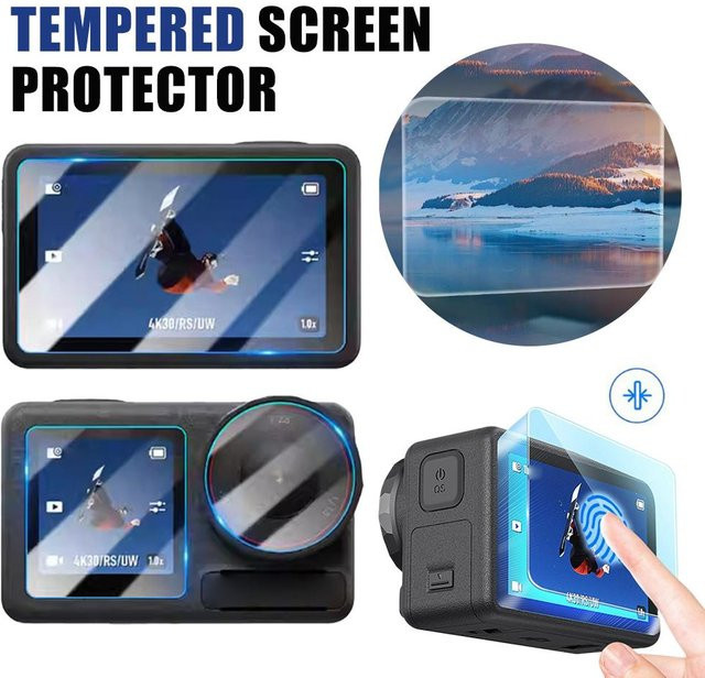 DJI Osmo Action 6 Panzerglas Schutzfolie mit gebogener Kante für das Display, transparent - Bild 1