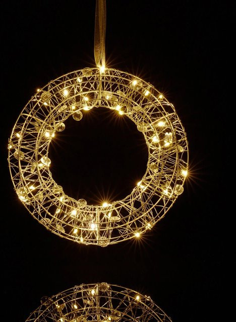 Relaxdays LED Lichtkranz aus Eisen in Silber mit warmweißem Licht und Automatikfunktion, Durchmesser: 25 cm, Höhe: 5 cm - Bild 1