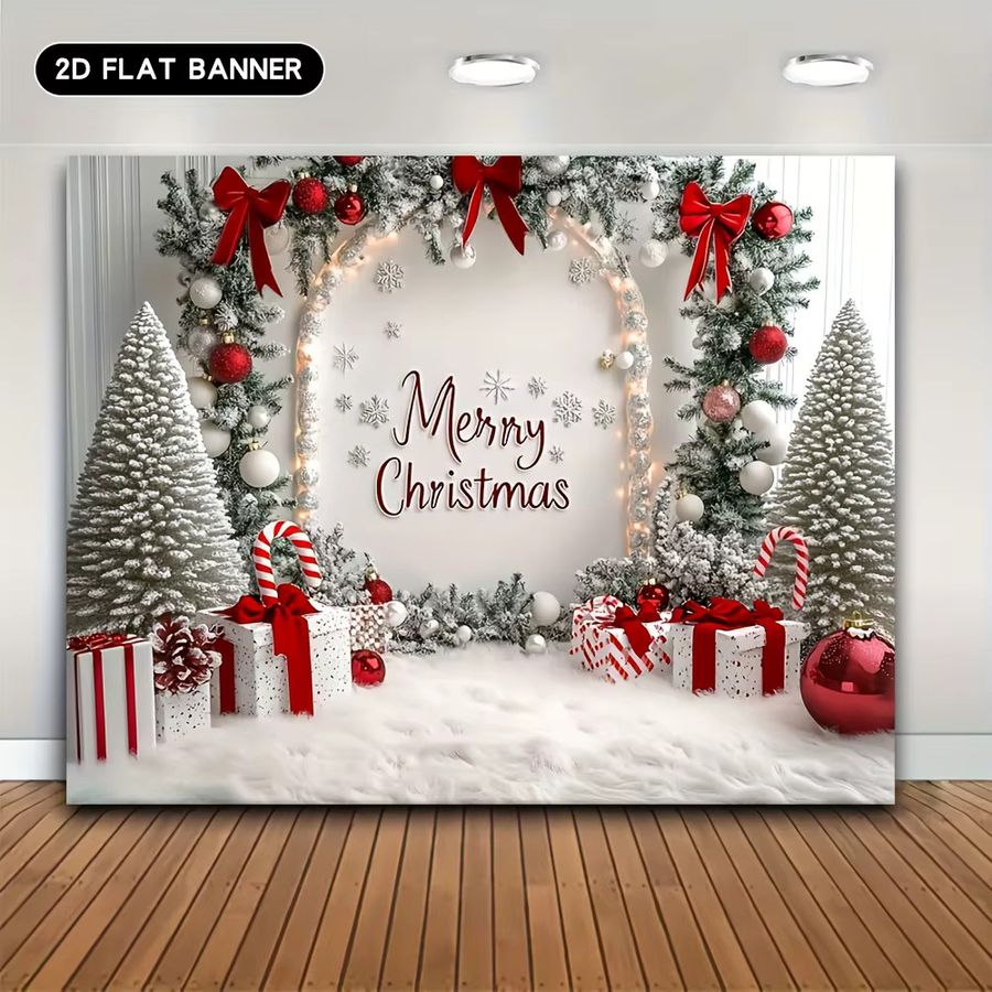 VIKAMA Weihnachts-Wandteppich mit Kiefernzweig und Schneeflocken-Druck zur Wanddekoration - Bild 2