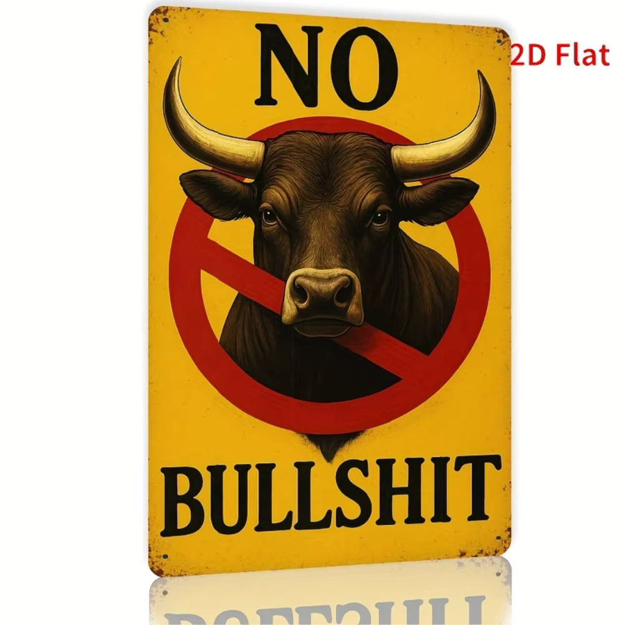 Potdemiel Metallblechschild Art Deco No Bullshit Wandkunst in Gelb und Schwarz, Breite: 20,32 cm, Höhe: 30,48 cm - Bild 3