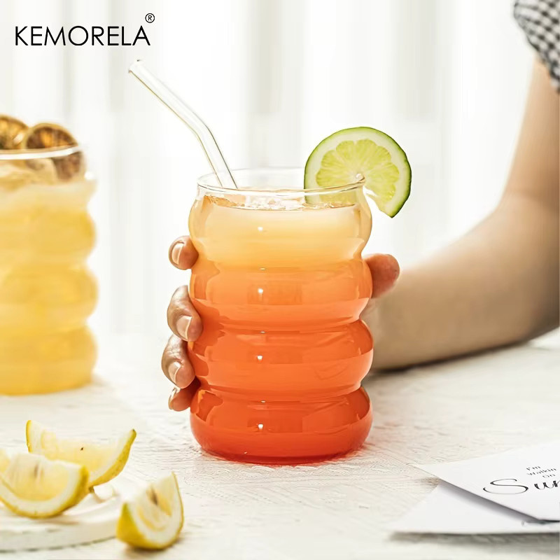 KEMORELA Trinkgläser Set aus Glas, 4er Set, transparent, 350 ml und 470 ml, ideal als Biergläser oder Becher für Eiskaffee - Bild 2