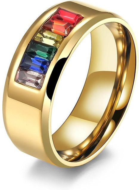 YIRAN Jewelry Ringe, Edelstahl, Gold, Kristall, Unisex - Bild 1