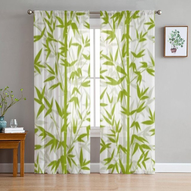 Super Six Transparente Tüll Vorhänge aus Organza in Weiß mit floralem Design, thermisch isoliert, B: 135 cm, H: 114 cm - Bild 1