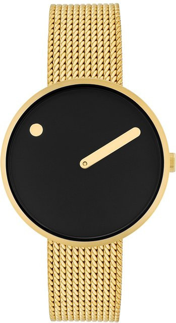 Picto Analoguhr, Quarz, Edelstahl, Schwarz, 34 mm, Unisex - Bild 1