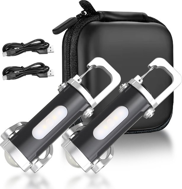 Heinast Wiederaufladbare COB-Taschenlampe als tragbare Arbeitsleuchte mit Schlüsselanhänger und Haken für Camping und Outdoor - Bild 1
