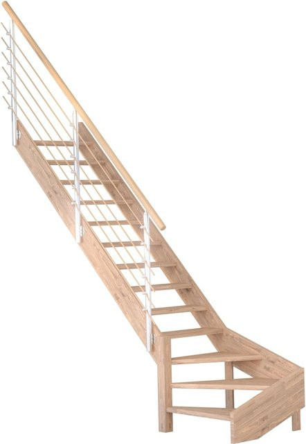 StarWood Treppe Mykonos Pro Eiche Design-Geländer mit Holzstäben FSC in Braun, Länge: 80 cm - Bild 1