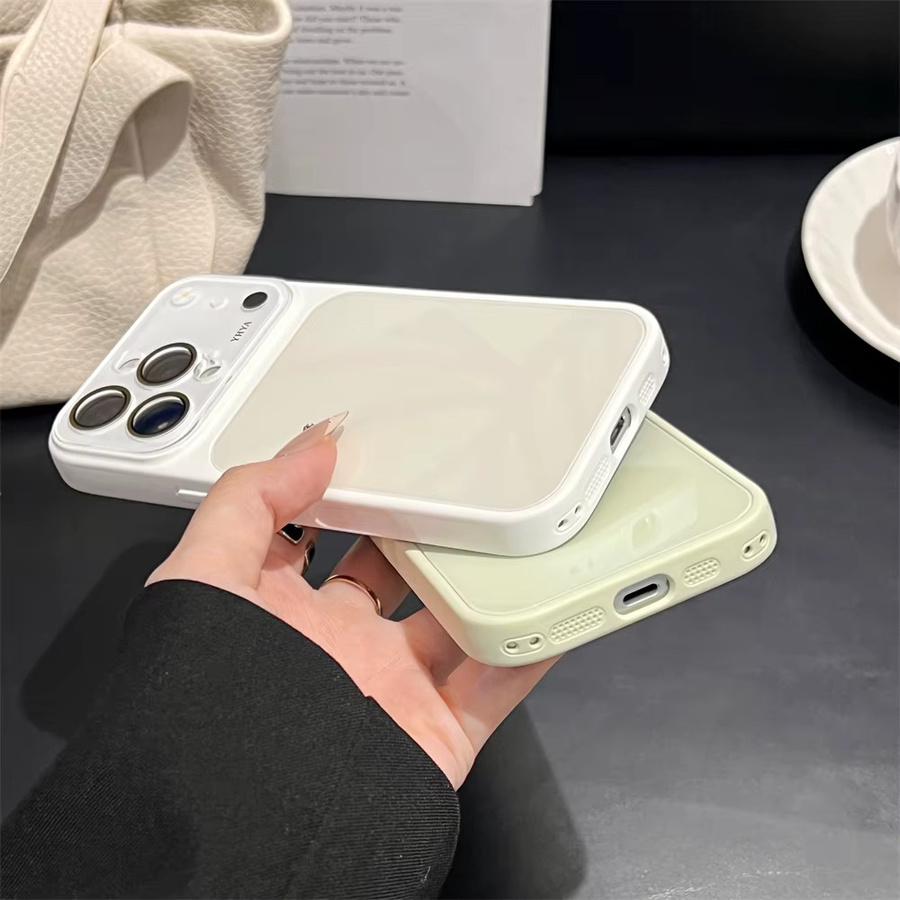 Stoßfeste Handyhülle aus gehärtetem Glas mit großem Kamerafenster für iPhone, Farbe: Orange - Bild 4