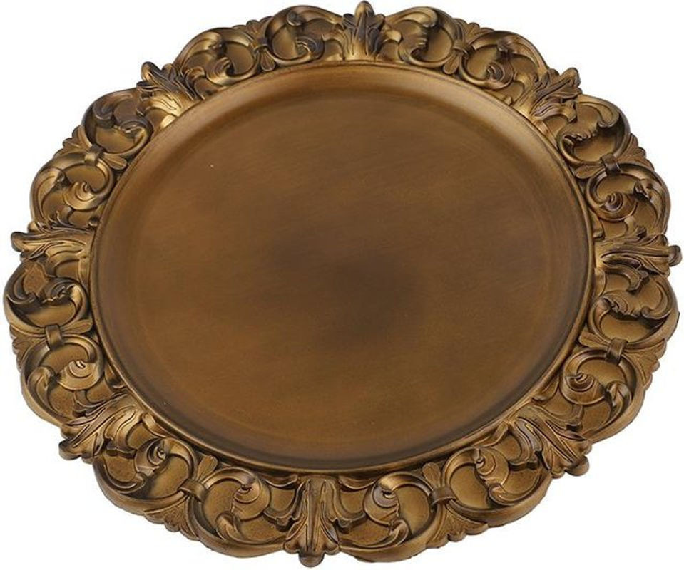 CosyHome Rundes Deko-Tablett im Vintage-Stil aus Kunststoff in Gold - Bild 1