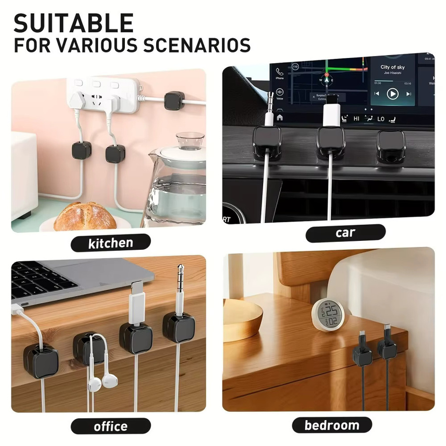 Magnetische Kabel Clips in Schwarz als USB-C Kabelhalter und Organizer für Büro und Zuhause - Bild 5