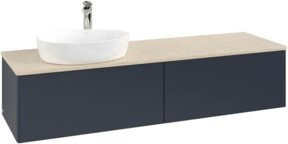 V&B Waschtischunterschrank Antao ohne Frontstruktur, Wandmontage, Mattblau lackiert, B/T: 160 x 50 cm - Bild 1