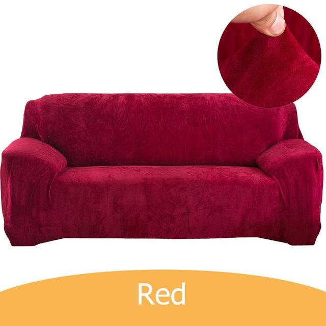 FORTUBI Samt-Sofabezug in Rot, elastischer Stretch-Plüsch-Schonbezug für 4-Sitzer, Breite: 235-300 cm - Bild 1