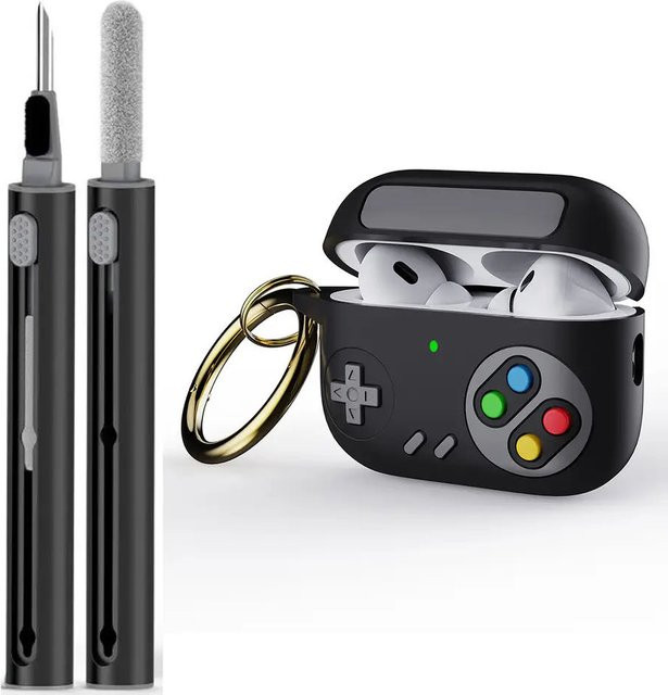 Stoßfeste Silikon Schutzhülle im 3D Cartoon Spielkonsolen Design für Apple AirPods Pro 2, Farbe: Weiß - Bild 1