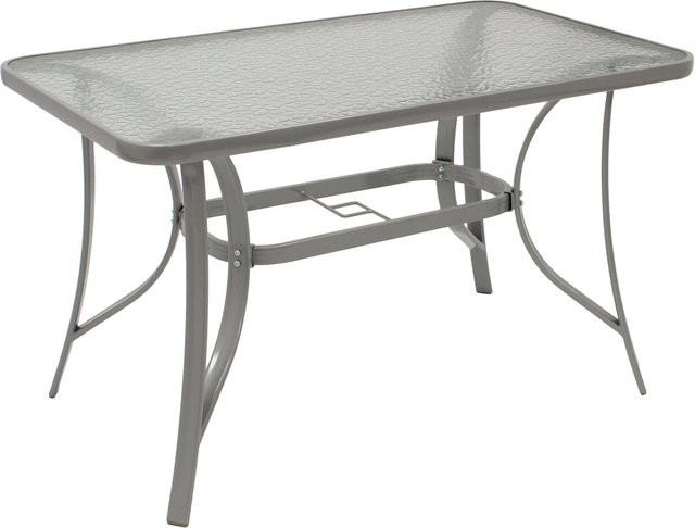 DEGAMO Gartentisch modern aus Metall und Glas in Grau, B/T: 120 x 70 cm - Bild 1
