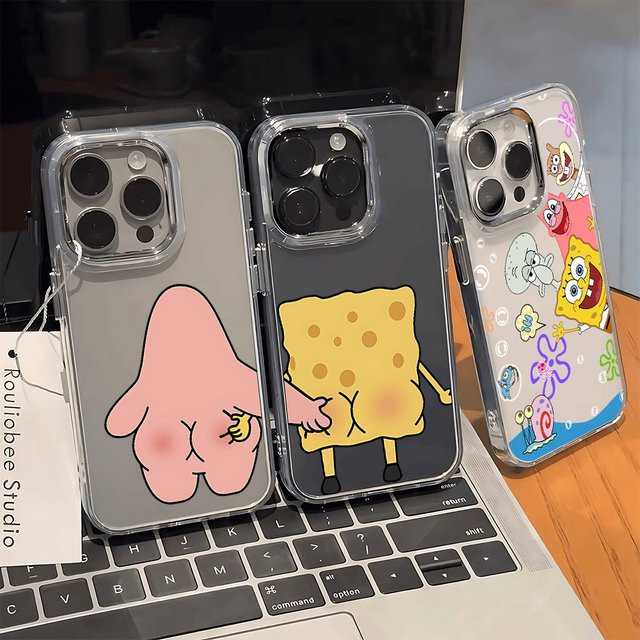 Handyhülle mit SpongeBob Motiv für Samsung Galaxy S25 S24 S23 S22 S21 S20 FE Ultra Edge Plus 4G 5G Transparent Soft Cover - Bild 1