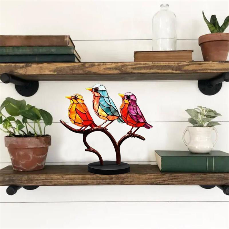 Yuyongzhi Acryl-Vögel Dekorationsornamente in Mehrfarbig, Abstrakte Vogelgruppe aus Kunstharz und Glas für Home-Office-Dekorationen - Bild 4