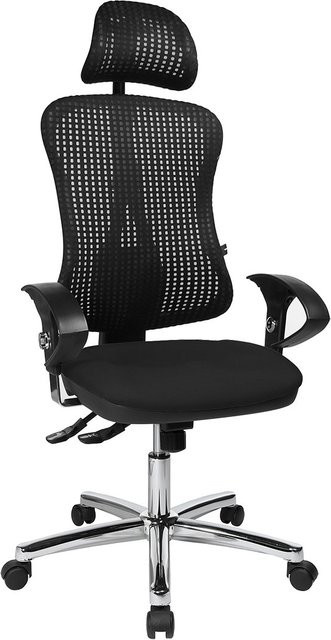 Topstar Profi Bürostuhl HJH SOLUTION DELUXE HEAD AL.U2 Drehstuhl mit Kopfstütze, Armlehnen und Netzstoff in Schwarz - Bild 1