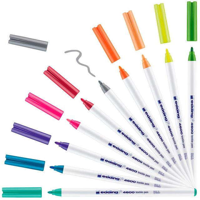 edding Textil Pen Set Multicolor mit feiner Spitze, 10 Stück - Bild 1