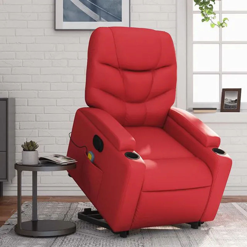 Vidaxl Elektrischer Relaxsessel mit Massagefunktion aus Kunstleder in Rot - Bild 1