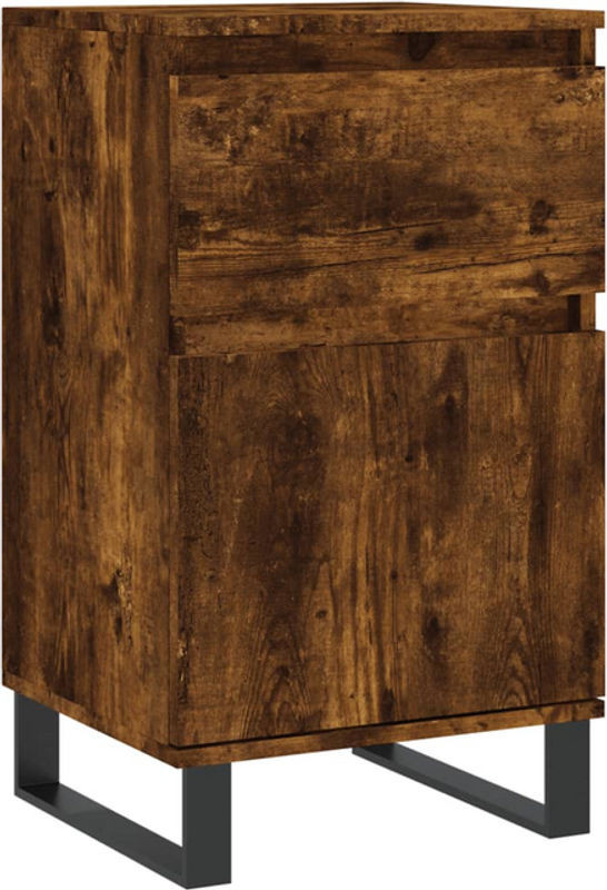 Vidaxl Sideboard in Räuchereiche und Grau im Industrial Design aus Holzwerkstoff und Metall, B/T/H: 40 x 35 x 70 cm - Bild 1