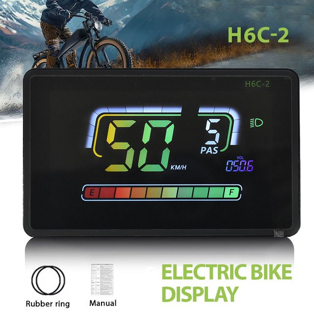 Haytrix H6C-2 Elektrisches Fahrrad Display für Uart2, Wasserdichter E-Bike Tacho, Schwarz - Bild 1