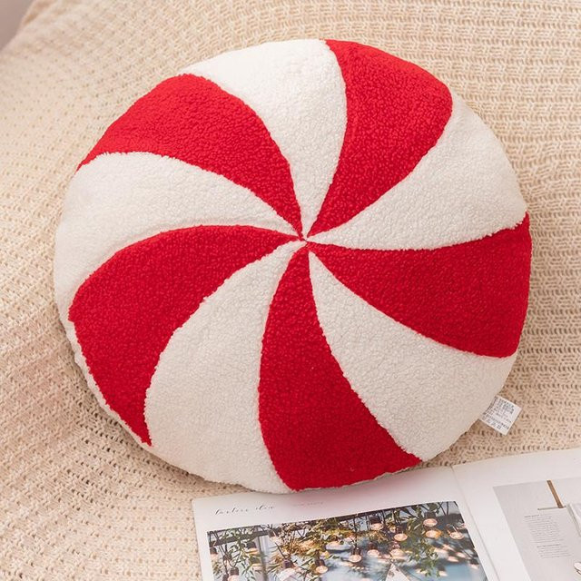 Yiran toy Plüschkissen Schneeflocken-Design in Rot, rundes Dekokissen für Bett und Sofa - Bild 1