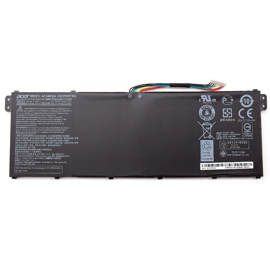 Original Acer Akku AC14B18J AC14B13J für Aspire V5-132P V3-112 Serie ES1-511 ES1-512 Laptop-Akku, Schwarz, 3220 mAh/36 Wh - Bild 5