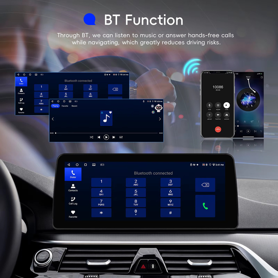Podofo Android Autoradio mit Android 13, 12,3 Zoll Display, 8 GB RAM + 128 GB Speicher, Kabelloses CarPlay und Android Auto, Bluetooth, WiFi, GPS, Navigation, Schwarz, inklusive 9/10 Zoll Rahmen - Bild 3