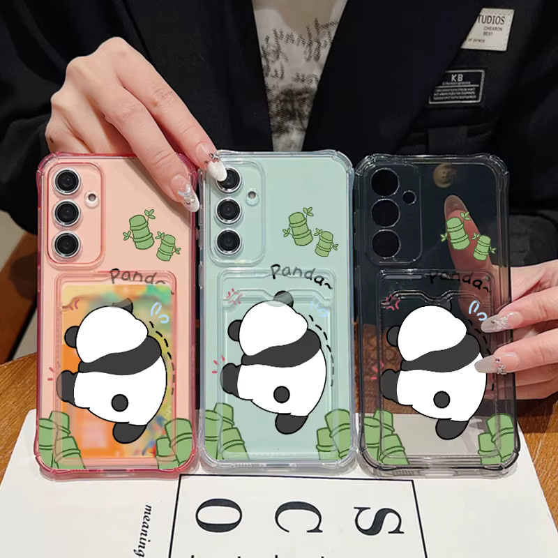 Panda Handyhülle mit Kartenfach für Samsung Galaxy S25 S26 S24 S23 S22 Ultra Plus A57 A37 A17 A56 A55 A54 A36 A14 A16 A35 in Pink Multicolour - Bild 2