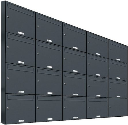 AL Briefkastensystem für 19 Parteien, Aufputzmontage, grau, B/H/T: 153,371 x 136,8 x 11,6 cm - Bild 1
