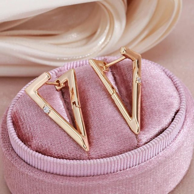Bamos Ohrringe, Dreieck Geometrie, Zirkon, Gold Farbe, Damen - Bild 1