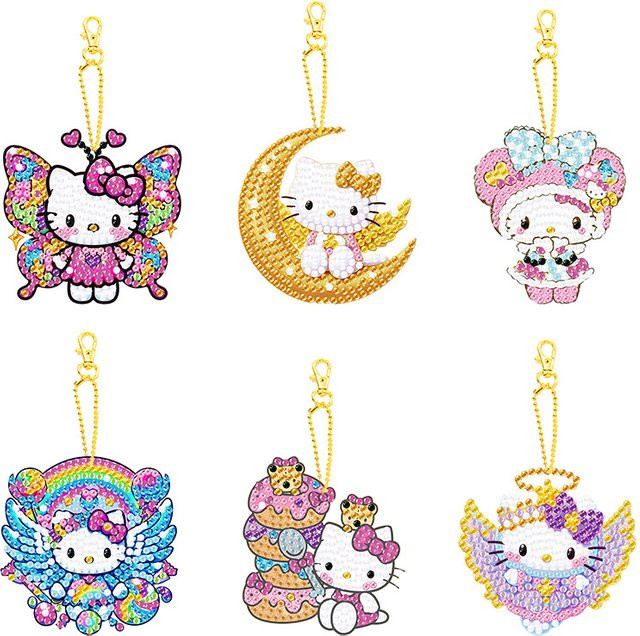 Sanrio Hello Kitty Diamantmalerei DIY Schlüsselanhänger, Bastelmaterial-Set - Bild 1
