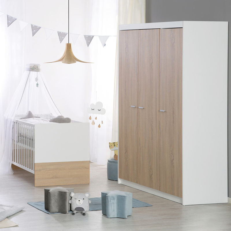 ROBA Kleiderschrank Gabriella 3-türig mit Soft-Close-Technik, Braun/Weiß, B/T/H: 131 x 52 x 190 cm - Bild 4