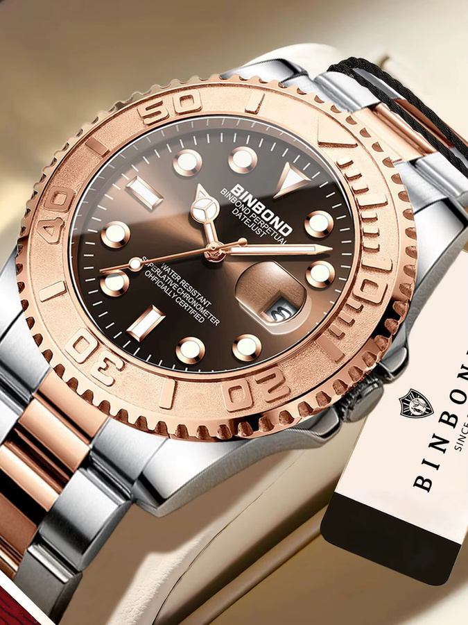 BINBOND Armbanduhr Quarz, Edelstahl, Schwarz, Herren - Bild 6