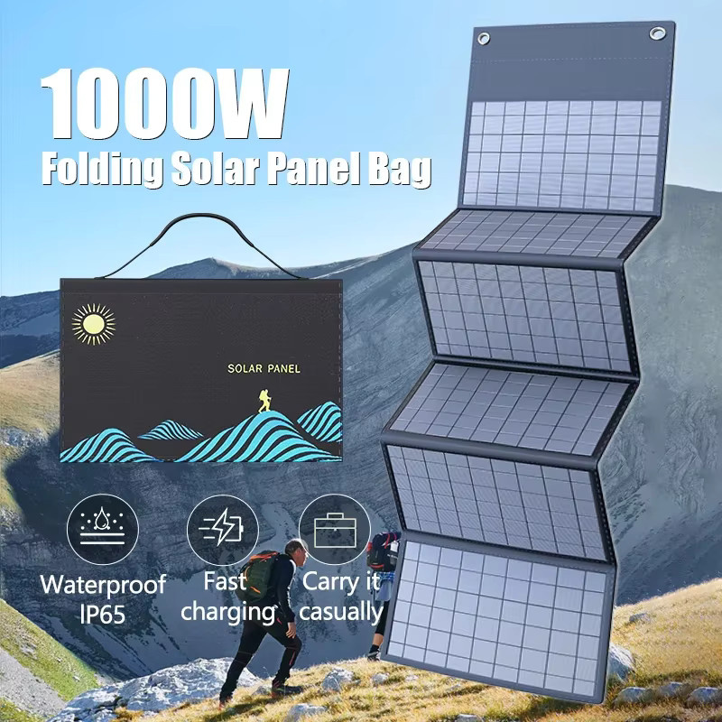 OLOEY Faltbare Solarpanel-Ladetasche mit USB-Ausgang, Tragbare Powerbank in Schwarz - Bild 2