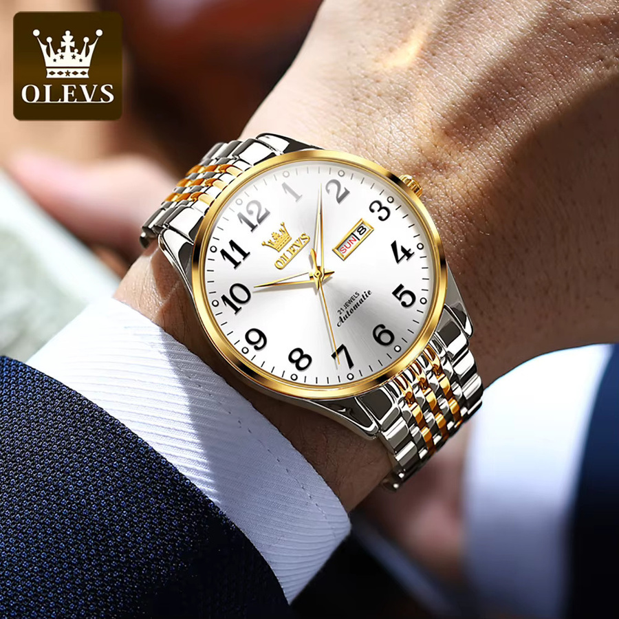 OLEVS Armbanduhr Edelstahl, Automatik, Gold, Herren - Bild 3