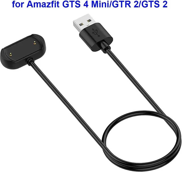 USB-Ladegerät für Amazfit GTS 2e, GTS 2 mini, T-Rex Pro, Bip 3 Pro, GTR 2, GTR 2e, Pop Pro und Bip U Pro in Schwarz - Bild 1